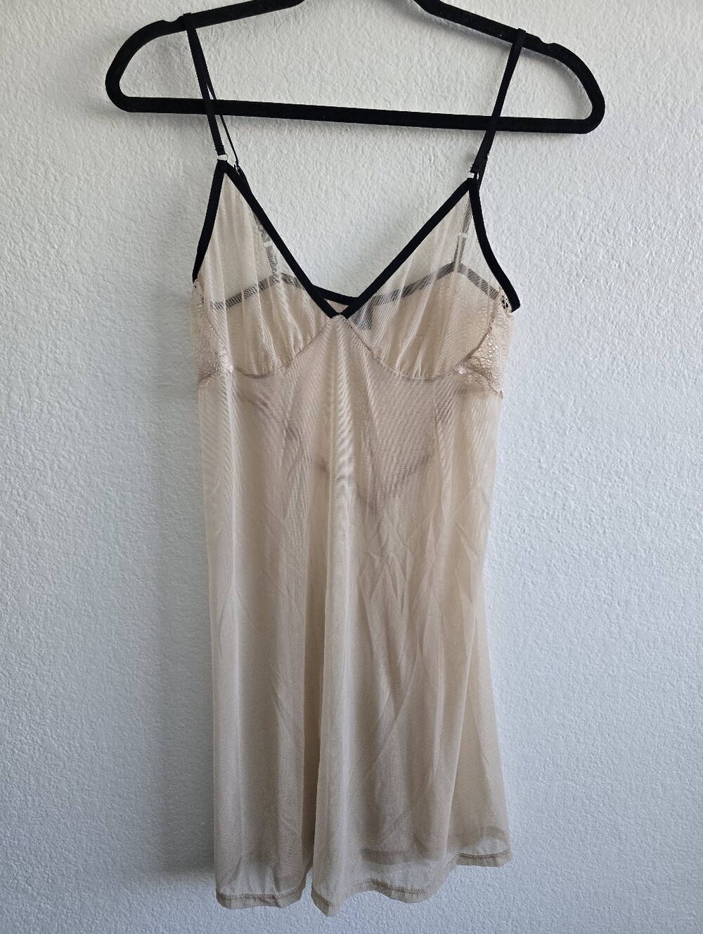 Only Hearts Helene Stuart Lingere Slip Dress Nude Lace Adjustable Straps M